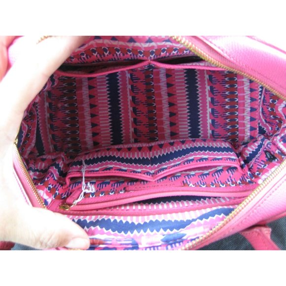 Vera Bradley Pink Leather Purse Adjustable Shoulder Strap Double Handles Spring - Picture 9 of 12